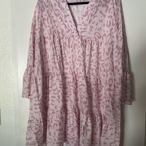 Pink leopard baby doll dress